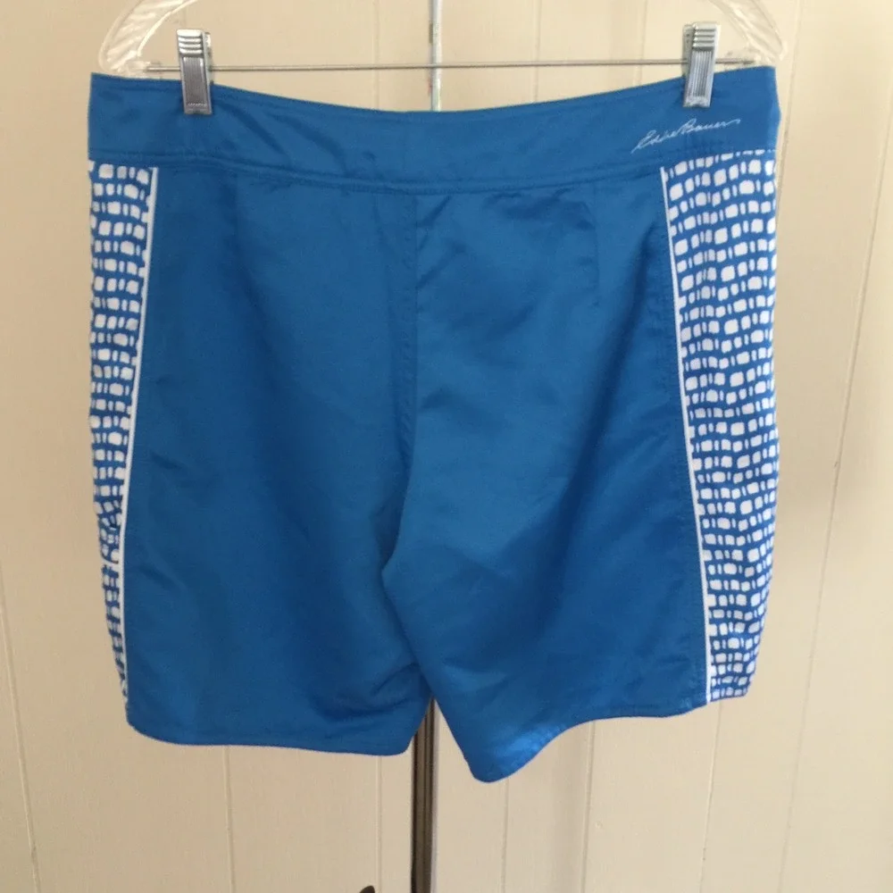 Mens EDDIE BAUER SWIM TRUNKS Board Shorts Blue‎ White Size M